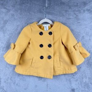 Max Studio Double Breasted Coat Girls 3T Yellow Bow Detail Pe Coat Preppy